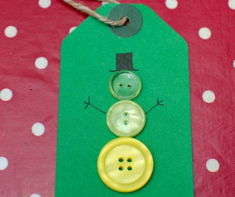 Christmas crafts - button snowman gift tag and Christmas tree card # ...