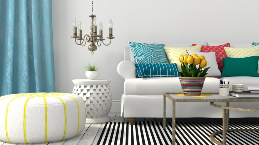 Inject colour into a dull living room