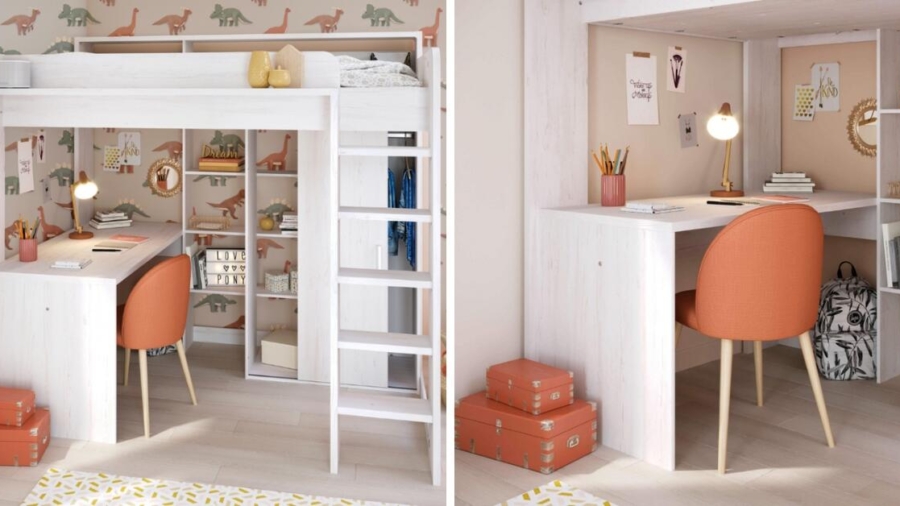 beds with desks underneath to the rescue